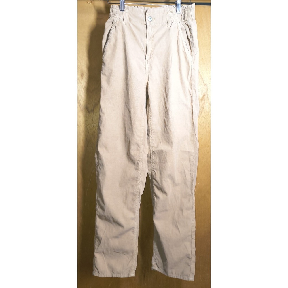 American Eagle Womens 4 Khaki Corduroy Pants Elastic Waist High Rise Boho Y2K‎